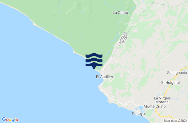 Mappa delle maree di El Astillero, Nicaragua