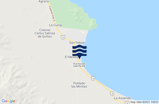 Mappa delle maree di El Bajo, Mexico