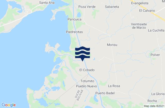 Mappa delle maree di El Bolsillo, Colombia