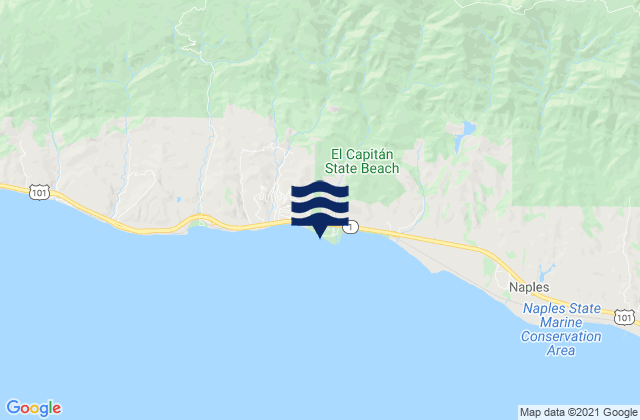 Mappa delle maree di El Capitan Beach, United States