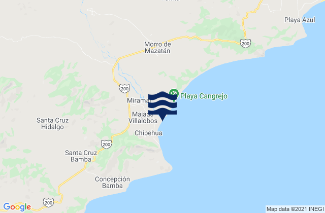 Mappa delle maree di El Carrizal, Mexico