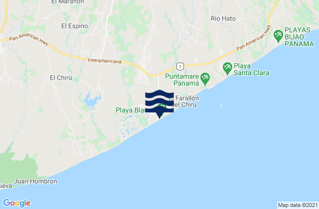 Mappa delle maree di El Chirú, Panama