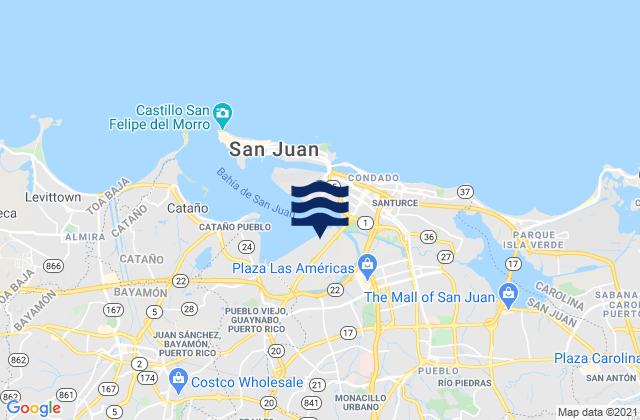 Mappa delle maree di El Cinco Barrio, Puerto Rico