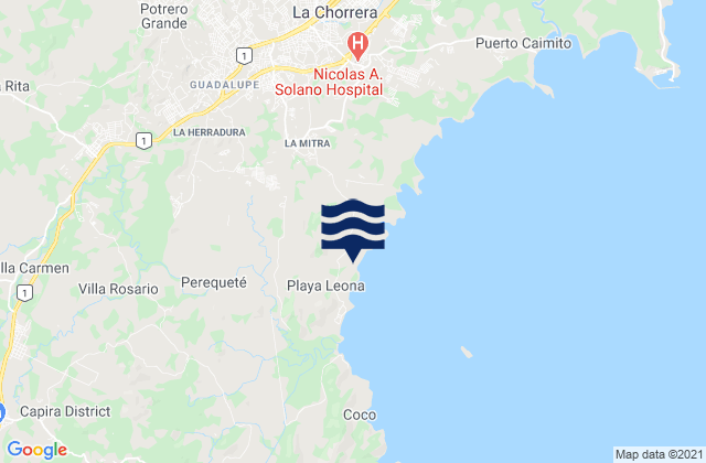 Mappa delle maree di El Espino, Panama
