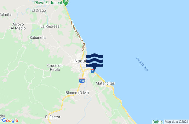 Mappa delle maree di El Factor, Dominican Republic