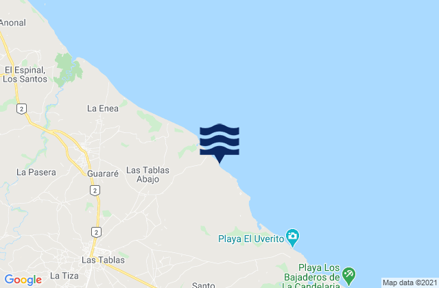 Mappa delle maree di El Manantial, Panama