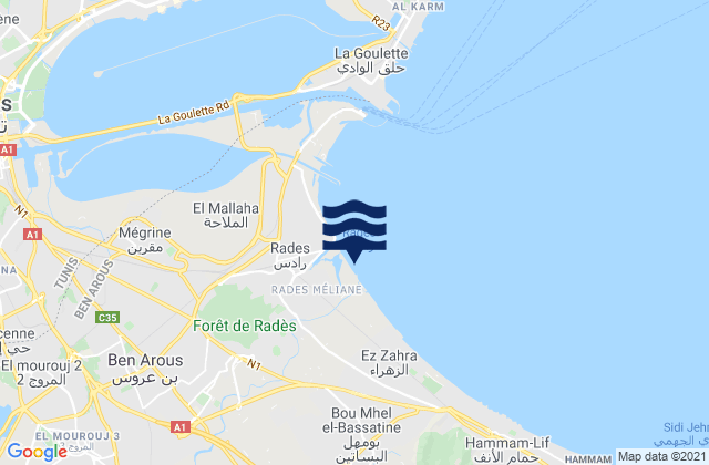 Mappa delle maree di El Mourouj, Tunisia