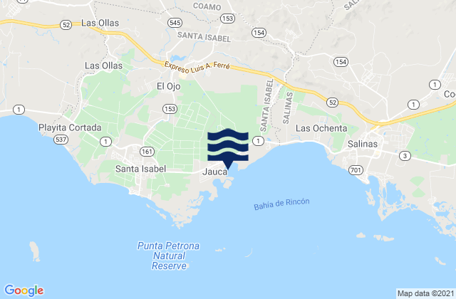 Mappa delle maree di El Ojo, Puerto Rico