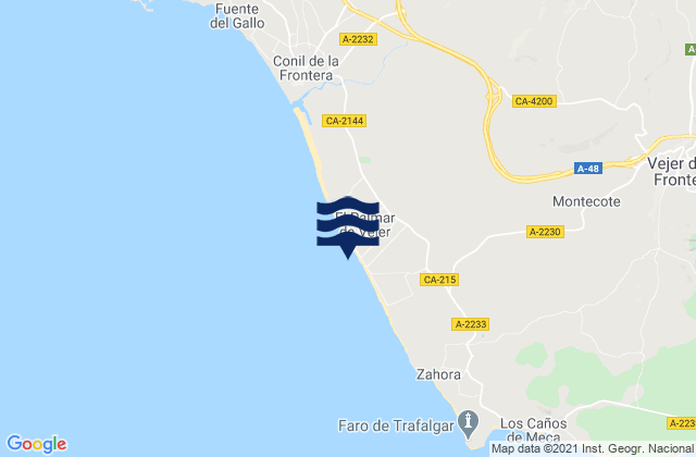 Mappa delle maree di El Palmar, Spain