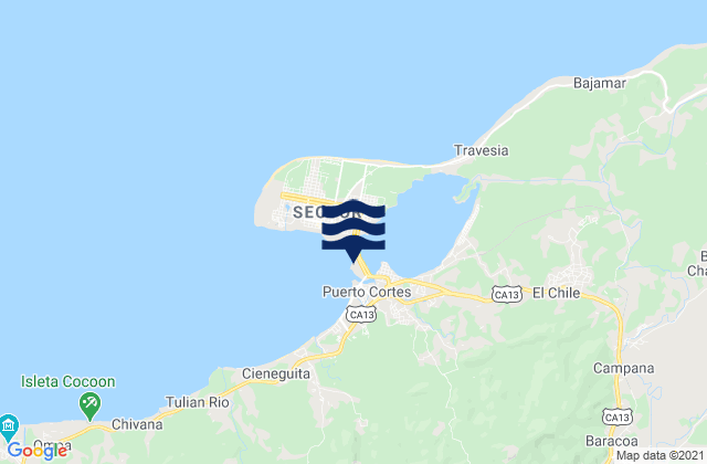 Mappa delle maree di El Porvenir, Honduras