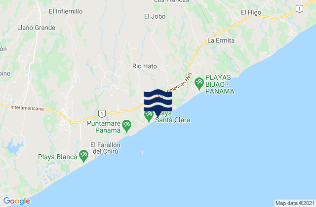 Mappa delle maree di El Retiro, Panama