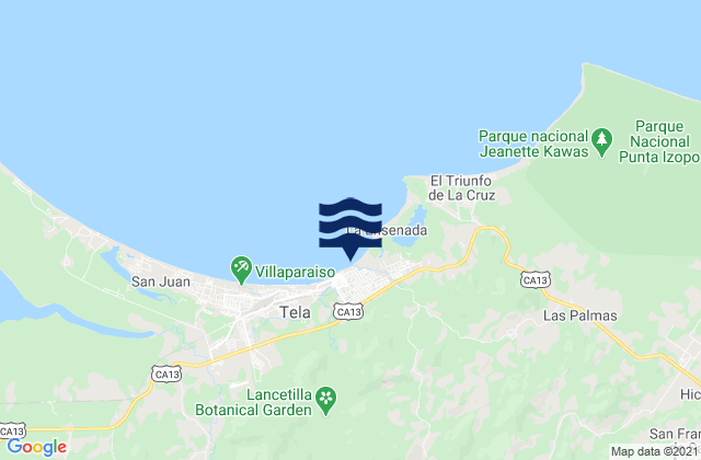 Mappa delle maree di El Triunfo de la Cruz, Honduras