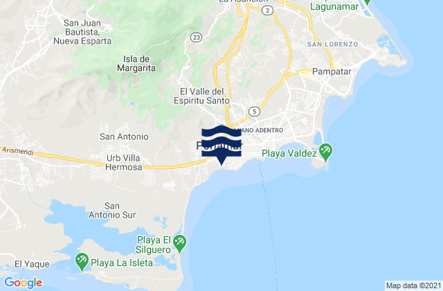 Mappa delle maree di El Valle del Espíritu Santo, Venezuela