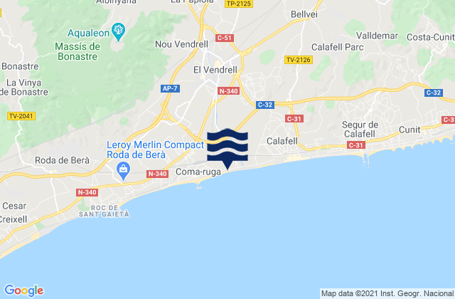Mappa delle maree di El Vendrell, Spain
