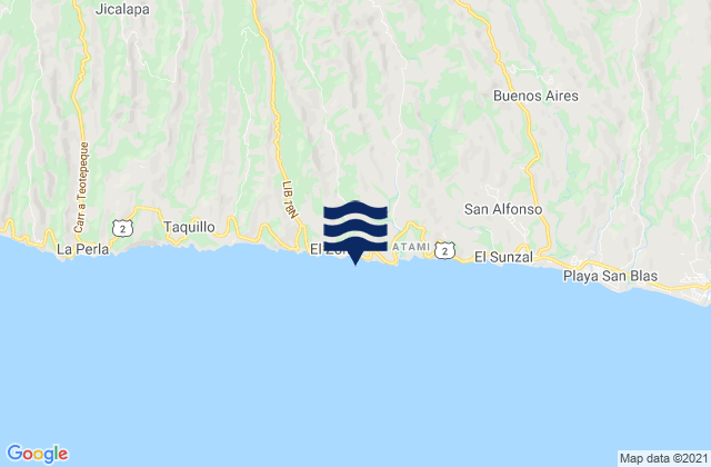 Mappa delle maree di El Zonte, El Salvador