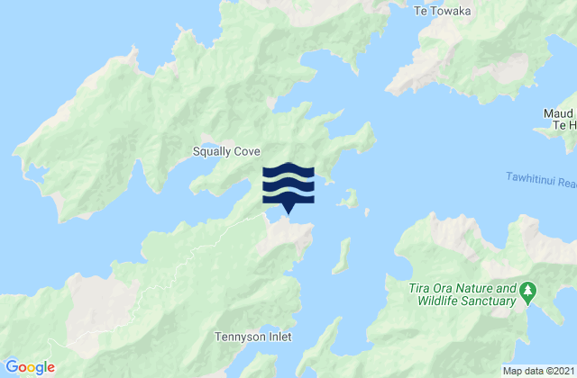 Mappa delle maree di Elaine Bay, New Zealand