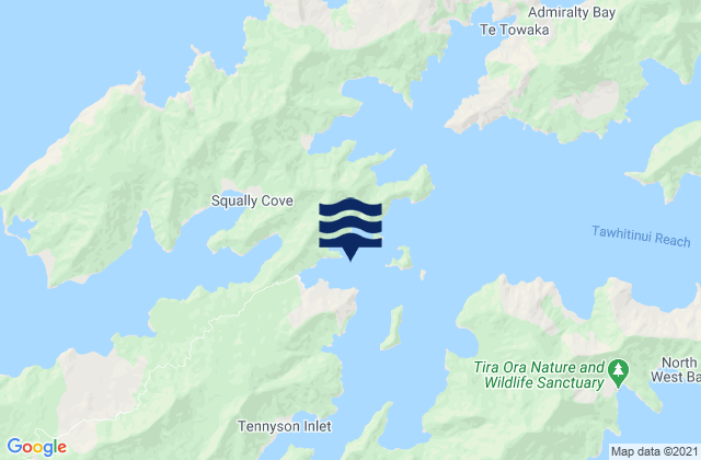 Mappa delle maree di Elaine Bay, New Zealand
