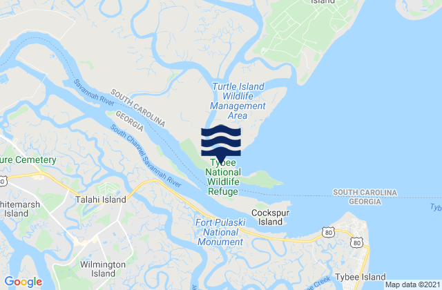 Mappa delle maree di Elba Island NE of Savannah River, United States
