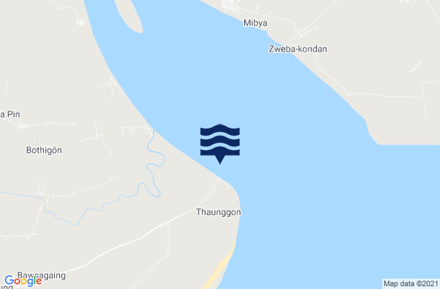 Mappa delle maree di Elephant Point Rangoon River, Myanmar
