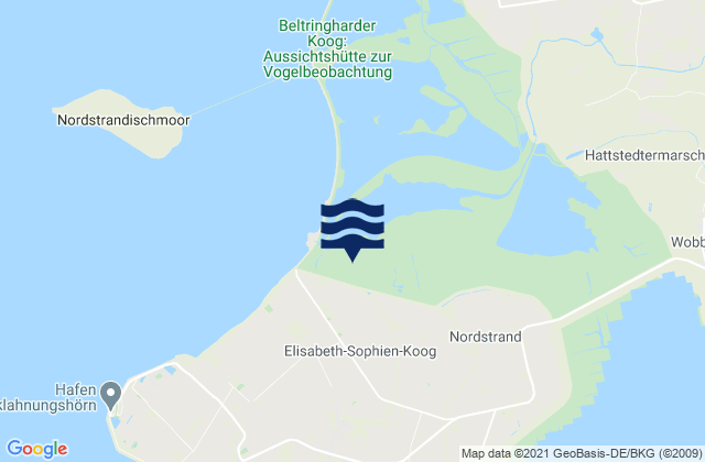 Mappa delle maree di Elisabeth-Sophien-Koog, Denmark