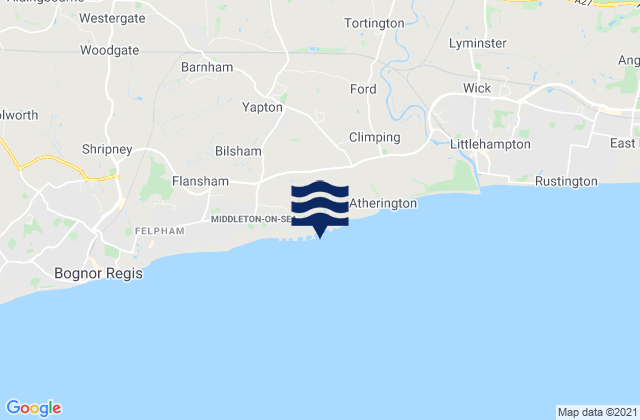 Mappa delle maree di Elmer Sands Beach, United Kingdom