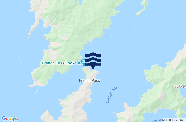 Mappa delle maree di Elmslie Bay, New Zealand