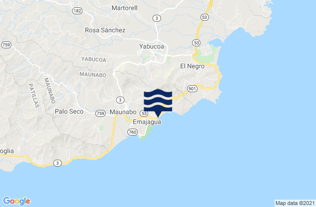 Mappa delle maree di Emajagua Barrio, Puerto Rico