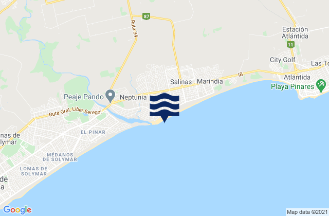 Mappa delle maree di Empalme Olmos, Uruguay