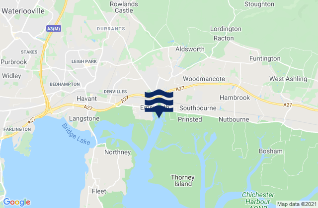 Mappa delle maree di Emsworth, United Kingdom