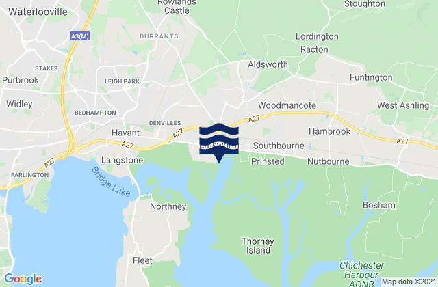 Mappa delle maree di Emsworth Harbour Beach, United Kingdom