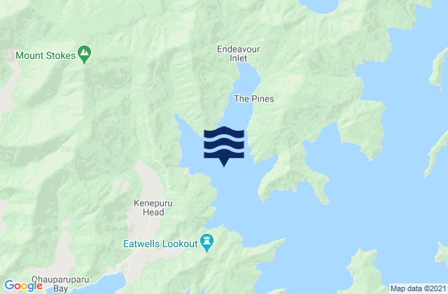 Mappa delle maree di Endeavour Inlet, New Zealand