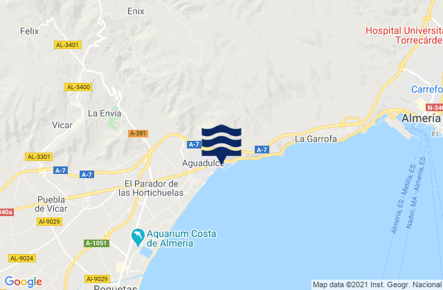 Mappa delle maree di Enix, Spain