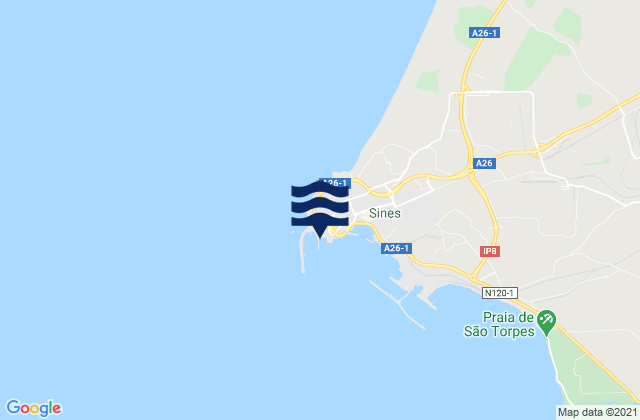 Mappa delle maree di Enseada de Sines, Portugal