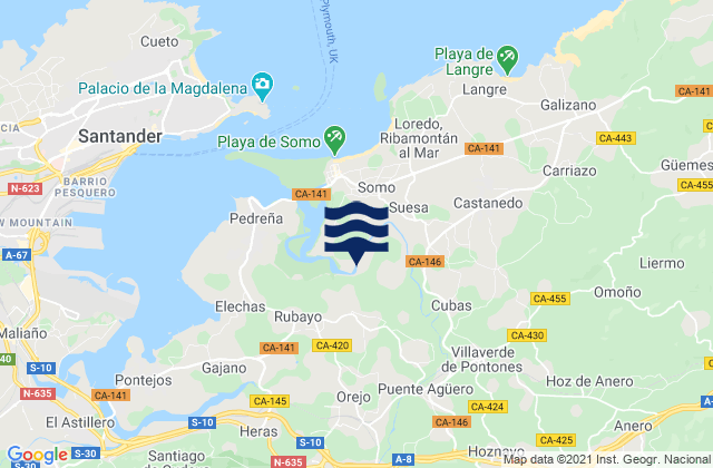 Mappa delle maree di Entrambasaguas, Spain
