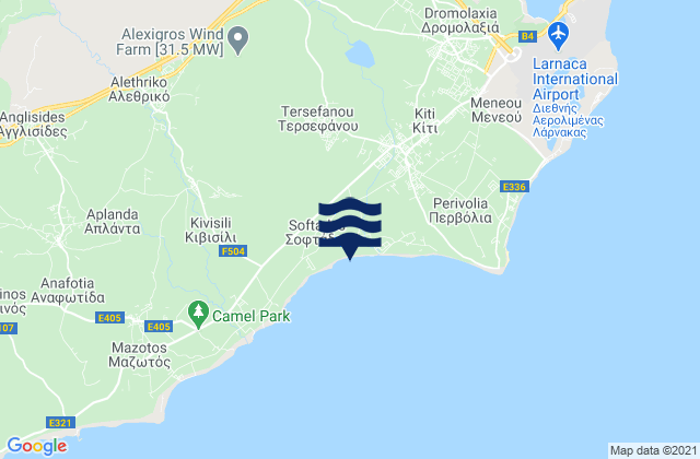 Mappa delle maree di Eparchía Lárnakas, Cyprus