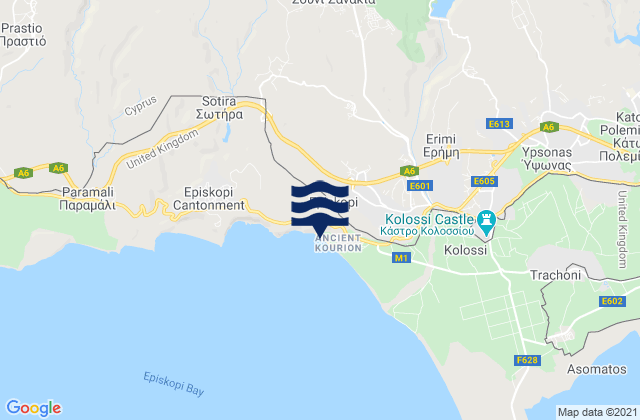 Mappa delle maree di Episkopí, Cyprus