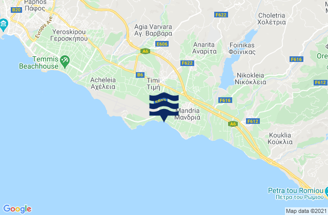 Mappa delle maree di Episkopí, Cyprus