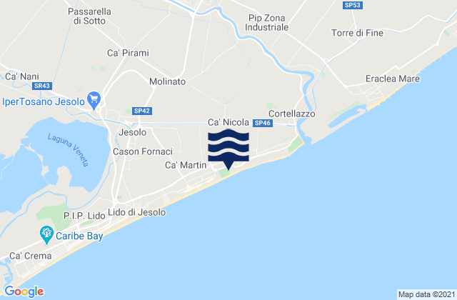 Mappa delle maree di Eraclea, Italy