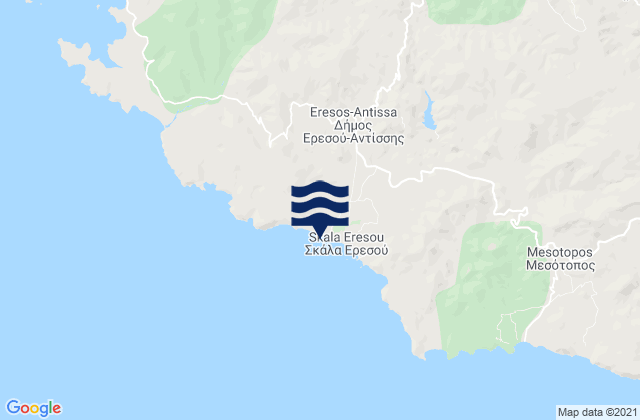 Mappa delle maree di Eresós, Greece