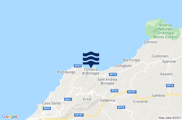Mappa delle maree di Erice, Italy
