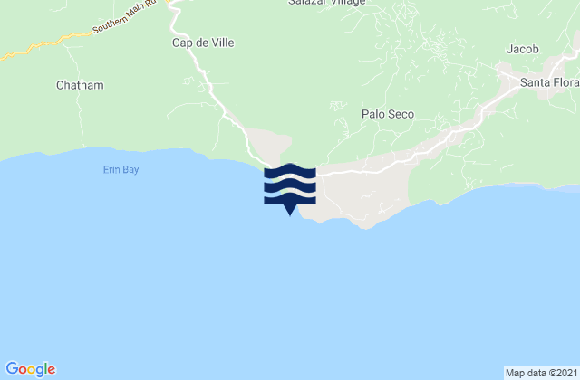 Mappa delle maree di Erin Bay, Trinidad and Tobago