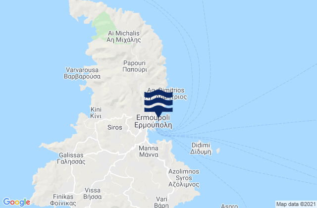 Mappa delle maree di Ermoúpolis, Greece