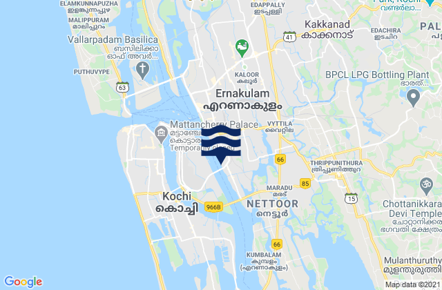Mappa delle maree di Ernākulam, India