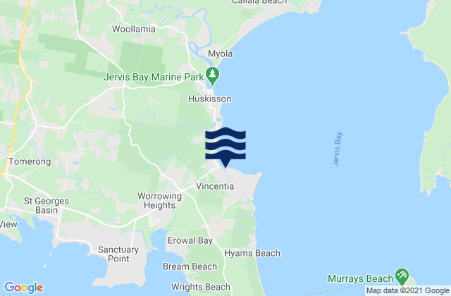 Mappa delle maree di Erowal Bay, Australia