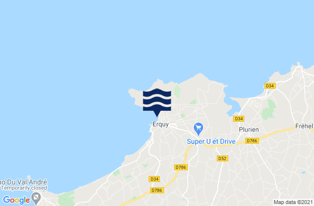 Mappa delle maree di Erquy, France