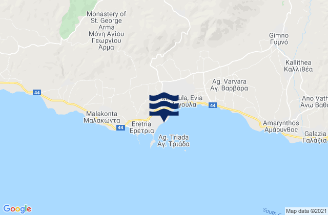 Mappa delle maree di Erétria, Greece