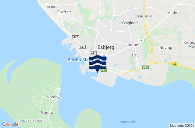 Mappa delle maree di Esbjerg, Denmark