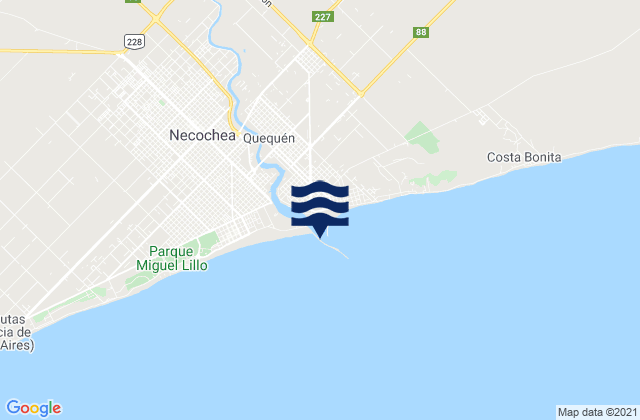 Mappa delle maree di Escollera Necochea, Argentina