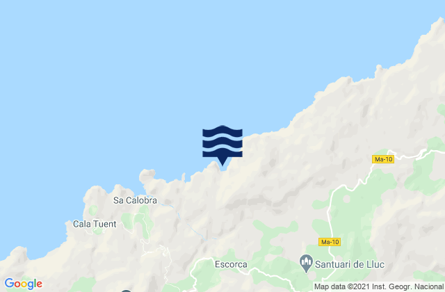 Mappa delle maree di Escorca, Spain