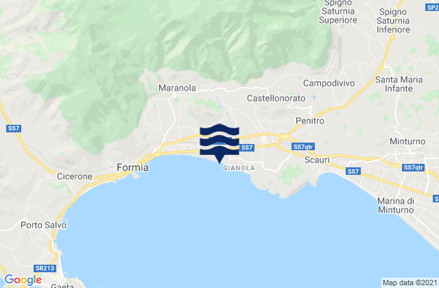 Mappa delle maree di Esperia, Italy
